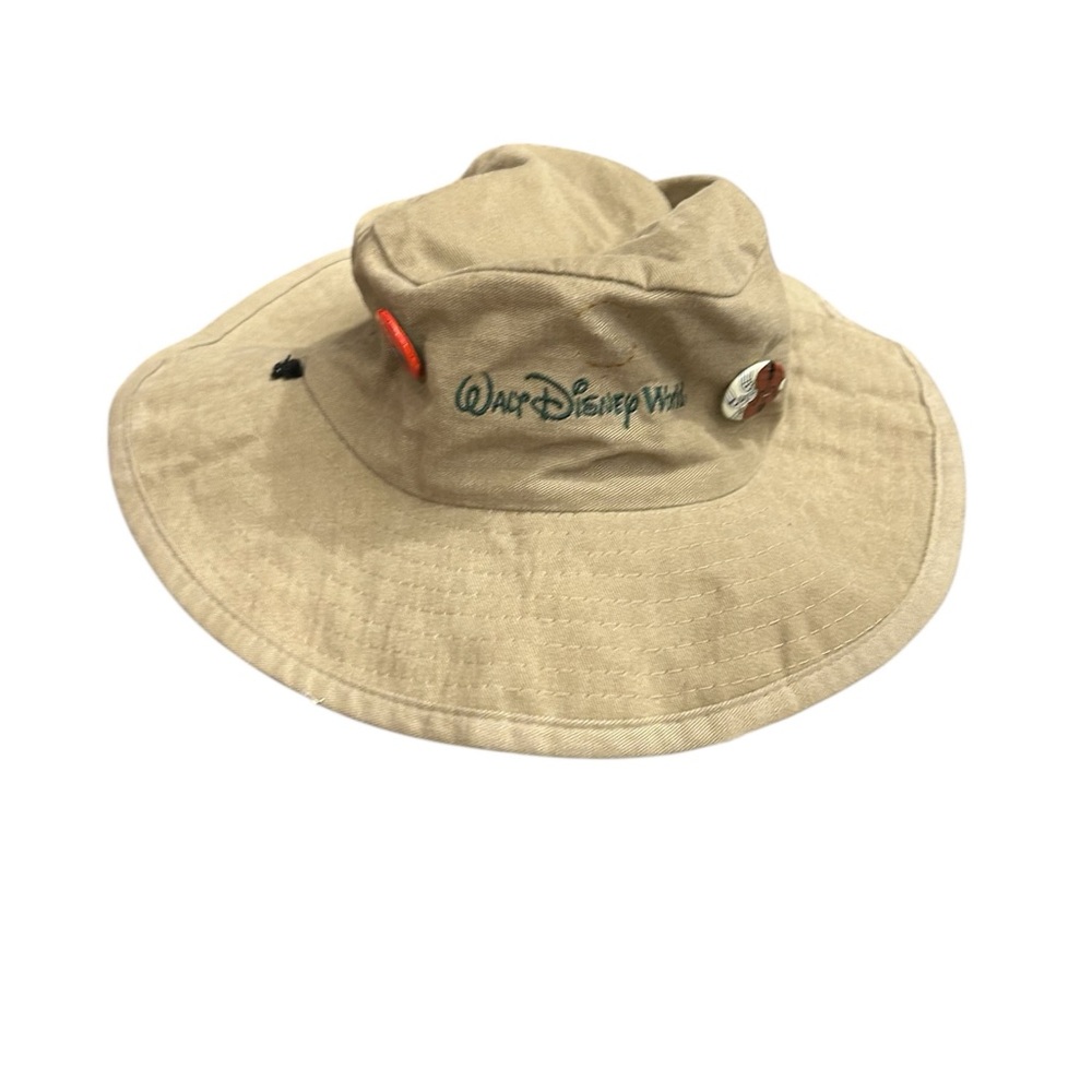Disney World Authentic Kids Tan Explorer Bucket Hat with Pins